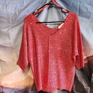 Halston Heritage Glittering Red Sweater